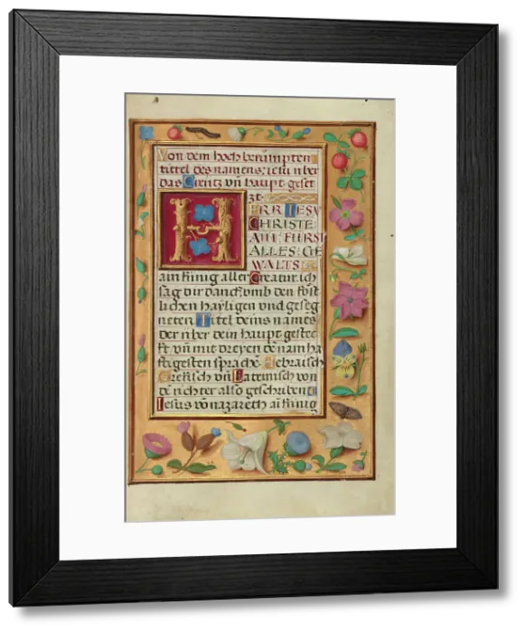 Framed Print : Decorated Text Page; Prayer Book of Cardinal Albrecht of Brandenburg, about 1525-1530. Creator: Unknown Framed Print : Decorated Text Page; Prayer Book of Cardinal Albrecht of Brandenburg, about 1525-1530. Creator: Unknown