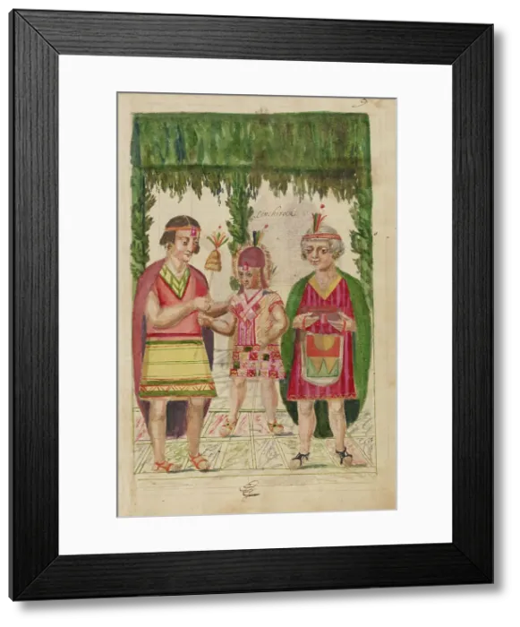 Framed Print : The Investiture of Sinchi Roca by Manco Capac, completed in 1616. Creator: Unknown Framed Print : The Investiture of Sinchi Roca by Manco Capac, completed in 1616. Creator: Unknown