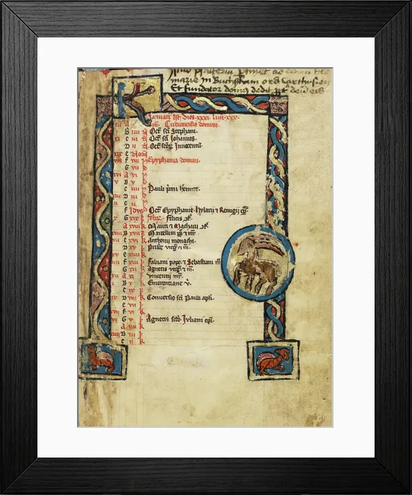 Framed Print : Zodiacal Sign of Capricorn; Psalter, third quarter of 13th century. Creator: Unknown Framed Print : Zodiacal Sign of Capricorn; Psalter, third quarter of 13th century. Creator: Unknown