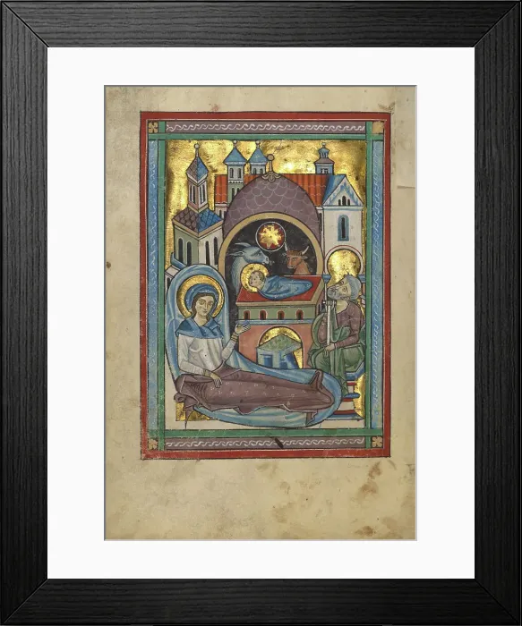 Framed Print : The Nativity; Psalter, about 1240-1250. Creator: Unknown Framed Print : The Nativity; Psalter, about 1240-1250. Creator: Unknown