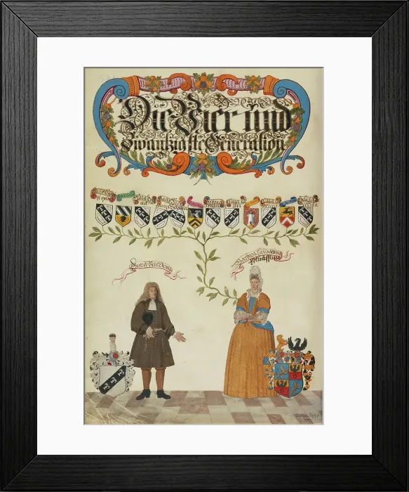 Framed Print : The Twenty-Fourth Generation, Georg Veit Derrer, about 1626-1711. Creator: Unknown Framed Print : The Twenty-Fourth Generation, Georg Veit Derrer, about 1626-1711. Creator: Unknown