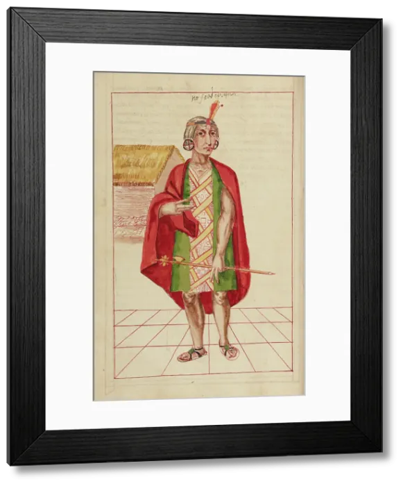 Framed Print : Pachacuti Inca Yupanqui and the Temple of the Sun, completed in 1616. Creator: Unknown Framed Print : Pachacuti Inca Yupanqui and the Temple of the Sun, completed in 1616. Creator: Unknown