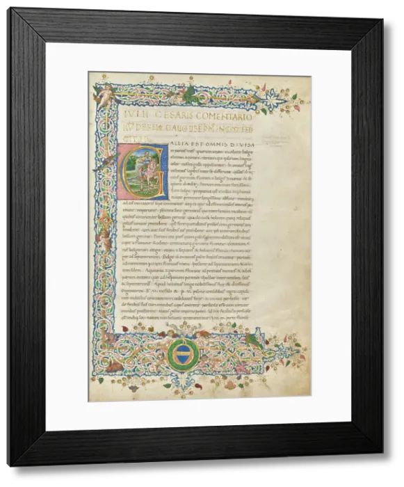 Framed Print : Initial G: Julius Caesar on Horseback, about 1460-1470. Creator: Unknown Framed Print : Initial G: Julius Caesar on Horseback, about 1460-1470. Creator: Unknown