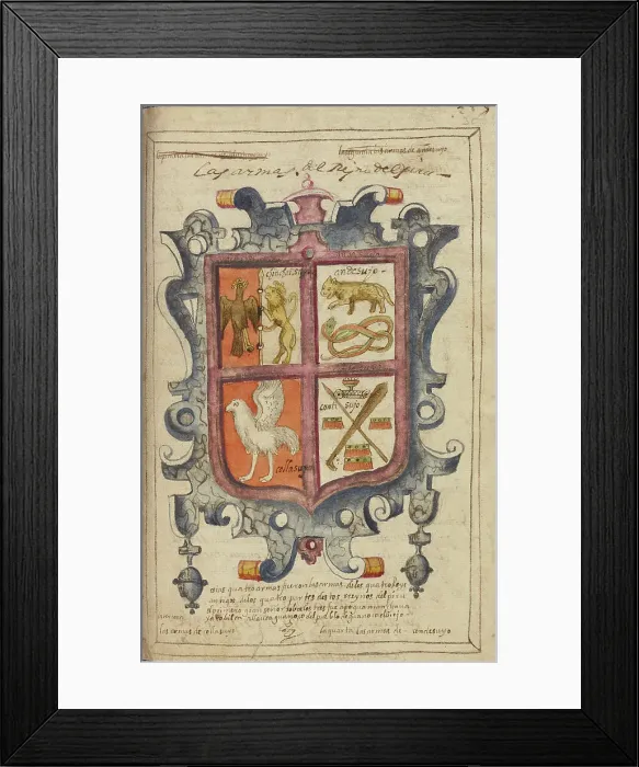Framed Print : Coat of Arms of the Kingdom of Peru, completed in 1616. Creator: Unknown Framed Print : Coat of Arms of the Kingdom of Peru, completed in 1616. Creator: Unknown