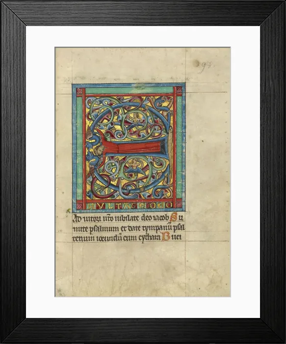 Framed Print : Initial E: A Female Figure; Psalter, about 1240-1250. Creator: Unknown Framed Print : Initial E: A Female Figure; Psalter, about 1240-1250. Creator: Unknown