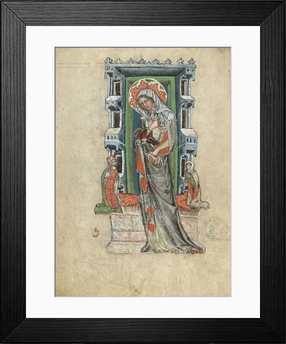 Framed Print : Saint Hedwig of Silesia with Duke Ludwig I of Liegnitz and Brieg and Duchess Agnes, 1353. Creator: Unknown Framed Print : Saint Hedwig of Silesia with Duke Ludwig I of Liegnitz and Brieg and Duchess Agnes, 1353. Creator: Unknown
