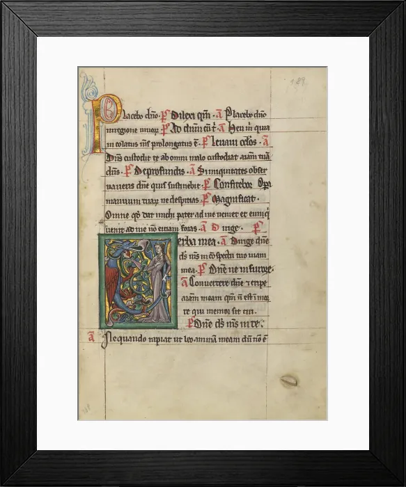 Framed Print : Initial V: Dragon and a Woman; Psalter, about 1240-1250. Creator: Unknown Framed Print : Initial V: Dragon and a Woman; Psalter, about 1240-1250. Creator: Unknown