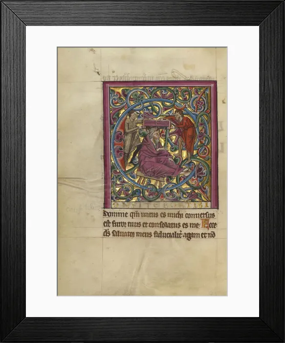 Framed Print : Initial C: Isaiah Being Sawn in Two; Psalter, about 1240-1250. Creator: Unknown Framed Print : Initial C: Isaiah Being Sawn in Two; Psalter, about 1240-1250. Creator: Unknown