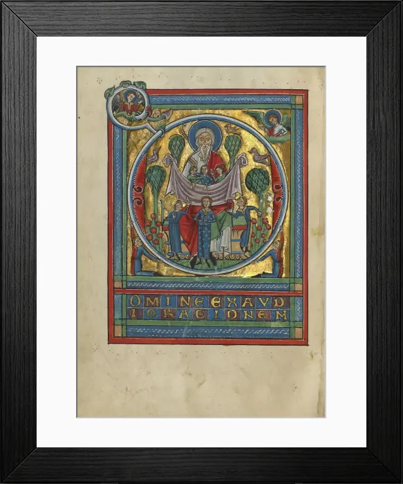 Framed Print : Initial D: Souls in the Bosom of Abraham; Psalter, about 1240-1250. Creator: Unknown Framed Print : Initial D: Souls in the Bosom of Abraham; Psalter, about 1240-1250. Creator: Unknown