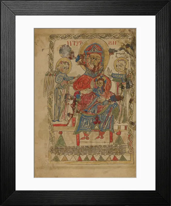 Framed Print : The Virgin and Child Enthroned; Gospel Book, 1386. Creator: Unknown Framed Print : The Virgin and Child Enthroned; Gospel Book, 1386. Creator: Unknown
