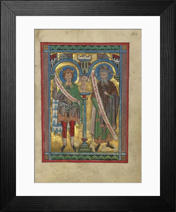 Framed Print : David and Joel; Psalter, about 1240-1250. Creator: Unknown Framed Print : David and Joel; Psalter, about 1240-1250. Creator: Unknown