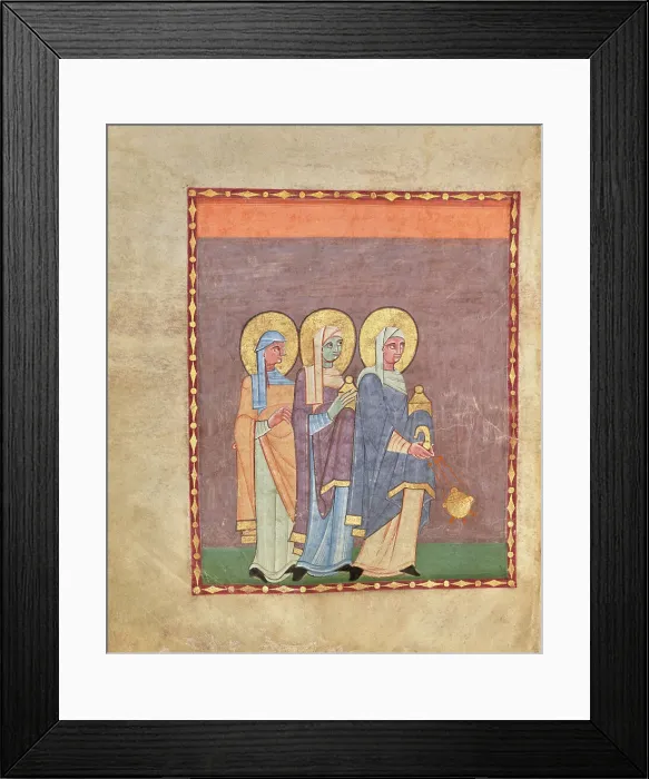 Framed Print : The Women Approach the Empty Tomb of Christ, shortly after 1053. Creator: Unknown Framed Print : The Women Approach the Empty Tomb of Christ, shortly after 1053. Creator: Unknown