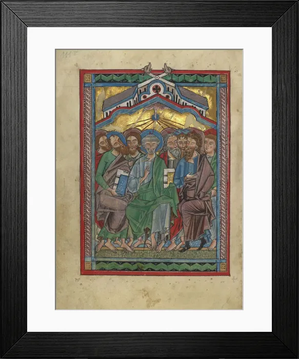 Framed Print : Pentecost; Psalter, about 1240-1250. Creator: Unknown Framed Print : Pentecost; Psalter, about 1240-1250. Creator: Unknown