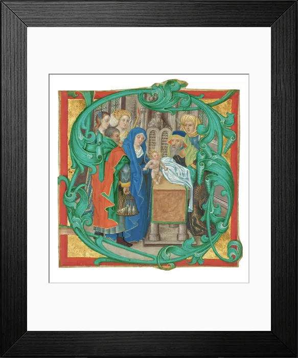 Framed Print : Initial S: The Presentation in the Temple, about 1475-1500. Creator: Unknown Framed Print : Initial S: The Presentation in the Temple, about 1475-1500. Creator: Unknown