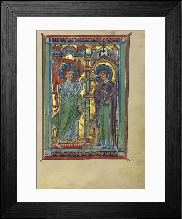 Framed Print : The Annunciation; Psalter, about 1240-1250. Creator: Unknown Framed Print : The Annunciation; Psalter, about 1240-1250. Creator: Unknown