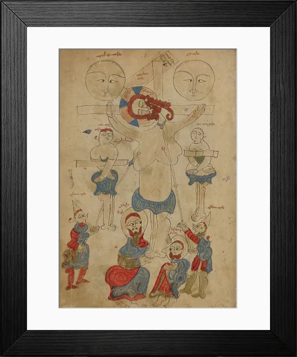 Framed Print : The Crucifixion and The Deposition; Gospel Book, 1386. Creator: Unknown Framed Print : The Crucifixion and The Deposition; Gospel Book, 1386. Creator: Unknown
