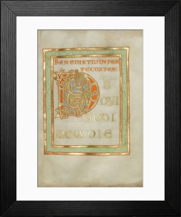 Framed Print : Decorated Incipit Page; Benedictional, about 1030-1040. Creator: Unknown Framed Print : Decorated Incipit Page; Benedictional, about 1030-1040. Creator: Unknown
