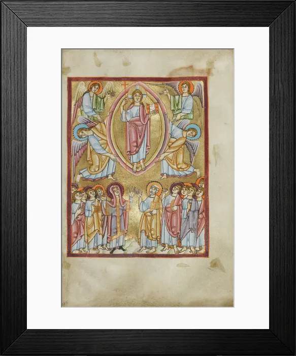 Framed Print : The Ascension; Benedictional, about 1030-1040. Creator: Unknown