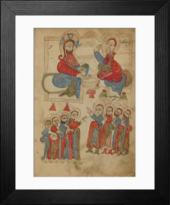 Framed Print : Christ Washing the Apostles Feet; Gospel Book, 1386. Creator: Unknown Framed Print : Christ Washing the Apostles Feet; Gospel Book, 1386. Creator: Unknown
