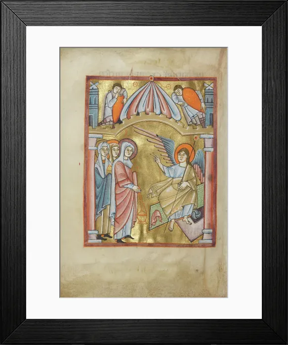 Framed Print : The Women at the Tomb; Benedictional, about 1030-1040. Creator: Unknown Framed Print : The Women at the Tomb; Benedictional, about 1030-1040. Creator: Unknown