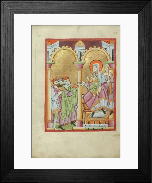 Framed Print : The Adoration of the Magi; Benedictional, about 1030-1040. Creator: Unknown Framed Print : The Adoration of the Magi; Benedictional, about 1030-1040. Creator: Unknown