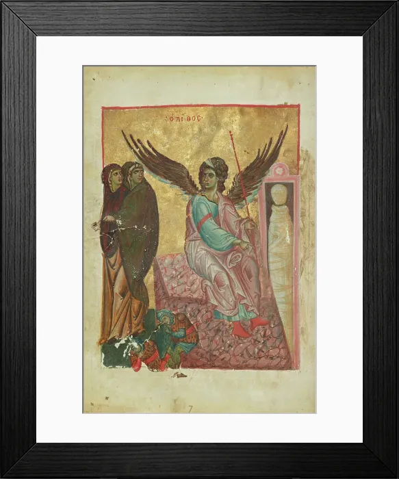 Framed Print : The Women at the Tomb; Gospel Book, late 13th century. Creator: Unknown Framed Print : The Women at the Tomb; Gospel Book, late 13th century. Creator: Unknown