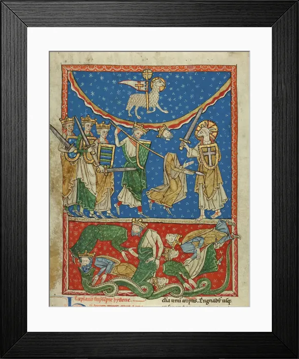 Framed Print : The Lamb Defeating the Ten Kings, about 1220-1235. Creator: Unknown Framed Print : The Lamb Defeating the Ten Kings, about 1220-1235. Creator: Unknown