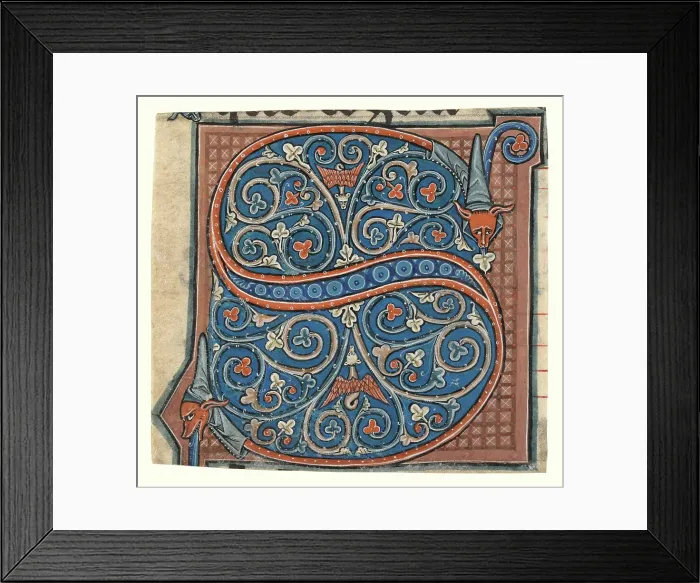Framed Print : Decorated Initial from an antiphonal, about 1260-1270. Creator: Unknown Framed Print : Decorated Initial from an antiphonal, about 1260-1270. Creator: Unknown