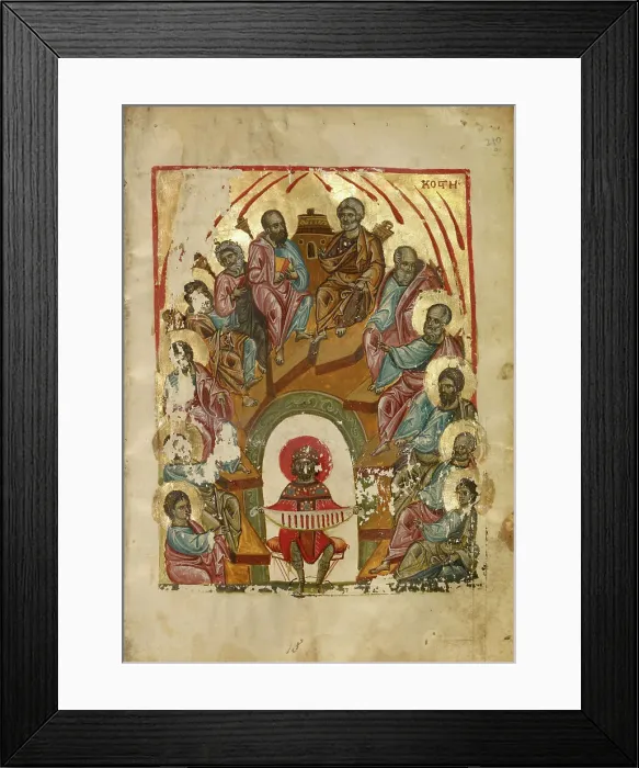 Framed Print : Pentecost; Gospel Book, late 13th century. Creator: Unknown Framed Print : Pentecost; Gospel Book, late 13th century. Creator: Unknown
