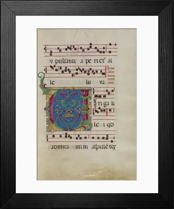 Framed Print : Decorated Initial V, late 15th or early 16th century. Creator: Unknown