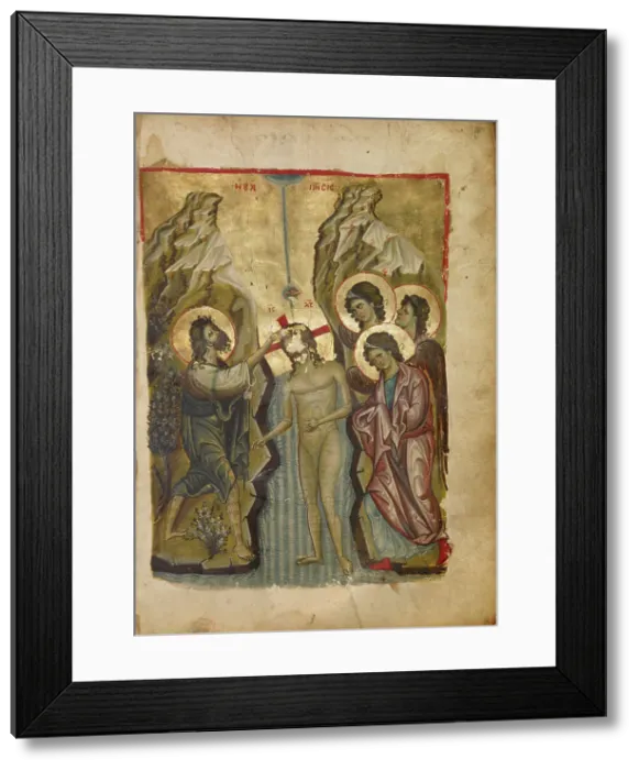Framed Print : The Baptism of Christ; Gospel Book, late 13th century. Creator: Unknown Framed Print : The Baptism of Christ; Gospel Book, late 13th century. Creator: Unknown