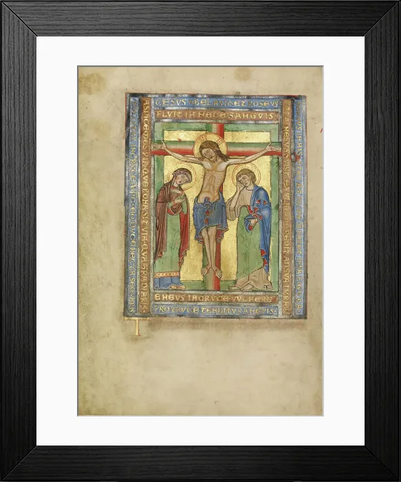 Framed Print : Initial T: The Crucifixion; Missal, about 1180. Creator: Unknown Framed Print : Initial T: The Crucifixion; Missal, about 1180. Creator: Unknown