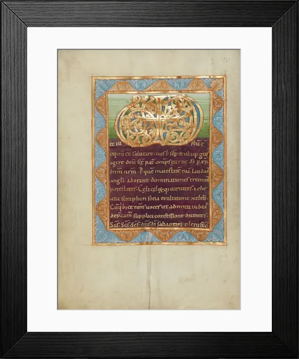 Framed Print : Decorated Incipit Page with Vere Dignum Monogram; Sacramentary, about 1025-1050. Creator: Unknown