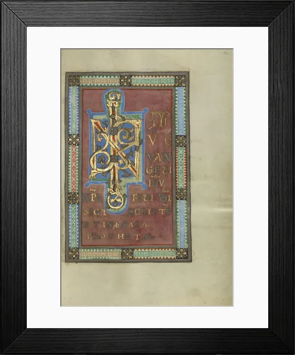 Framed Print : Decorated Incipit Page; Gospel Book, about 1120-1140. Creator: Unknown Framed Print : Decorated Incipit Page; Gospel Book, about 1120-1140. Creator: Unknown