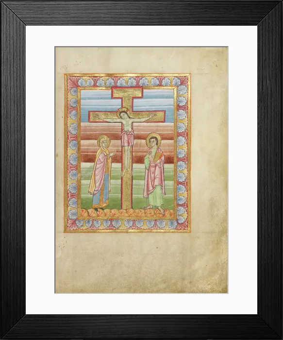 Framed Print : The Crucifixion; Sacramentary, about 1025-1050. Creator: Unknown Framed Print : The Crucifixion; Sacramentary, about 1025-1050. Creator: Unknown