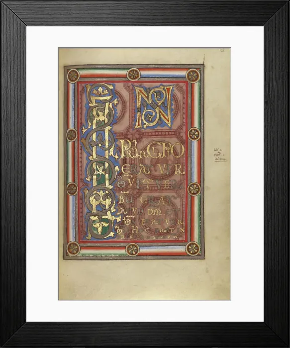 Framed Print : Decorated Incipit Page; Gospel Book, about 1120-1140. Creator: Unknown Framed Print : Decorated Incipit Page; Gospel Book, about 1120-1140. Creator: Unknown