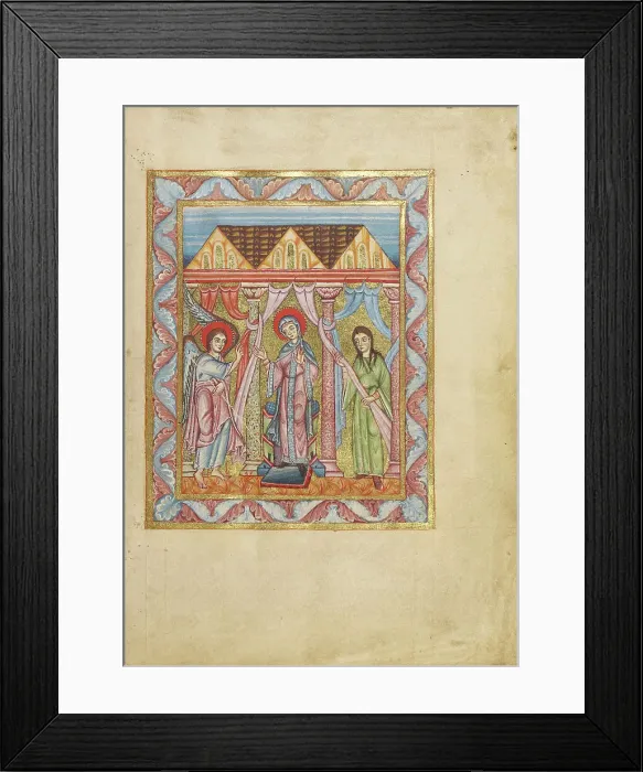 Framed Print : The Annunciation; Sacramentary, about 1025-1050. Creator: Unknown Framed Print : The Annunciation; Sacramentary, about 1025-1050. Creator: Unknown