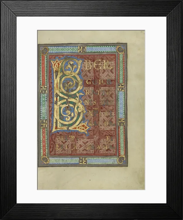 Framed Print : Decorated Incipit Page; Gospel Book, about 1120-1140. Creator: Unknown Framed Print : Decorated Incipit Page; Gospel Book, about 1120-1140. Creator: Unknown
