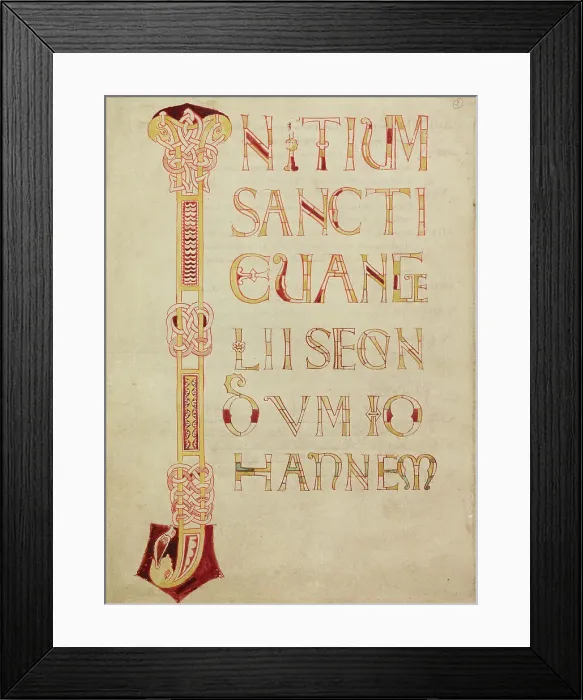 Framed Print : Leaf from a Gospel Book, about 1100. Creator: Unknown Framed Print : Leaf from a Gospel Book, about 1100. Creator: Unknown