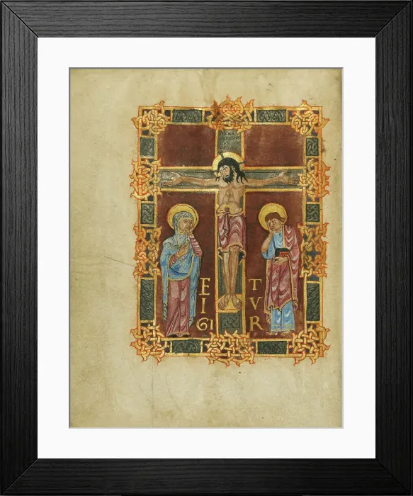 Framed Print : The Crucifixion; Sacramentary, first quarter of 11th century. Creator: Unknown Framed Print : The Crucifixion; Sacramentary, first quarter of 11th century. Creator: Unknown
