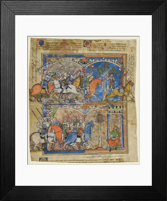 Framed Print : Scenes from the Life of Absalom; Morgan Picture Bible, about 1250. Creator: Unknown Framed Print : Scenes from the Life of Absalom; Morgan Picture Bible, about 1250. Creator: Unknown