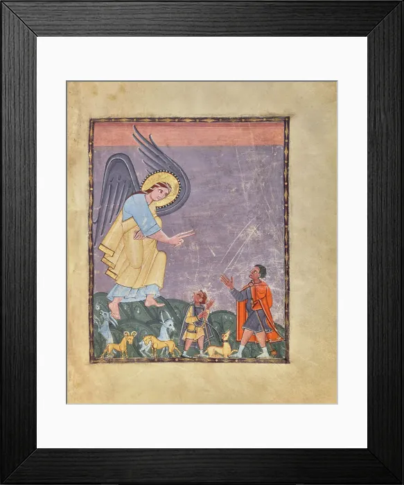 Framed Print : The Annunciation to the Shepherds, shortly after 1053. Creator: Unknown Framed Print : The Annunciation to the Shepherds, shortly after 1053. Creator: Unknown