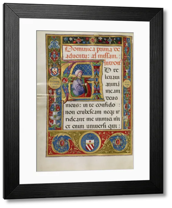 Framed Print : Initial A: King David, about 1520. Creator: Matteo da Milano Framed Print : Initial A: King David, about 1520. Creator: Matteo da Milano