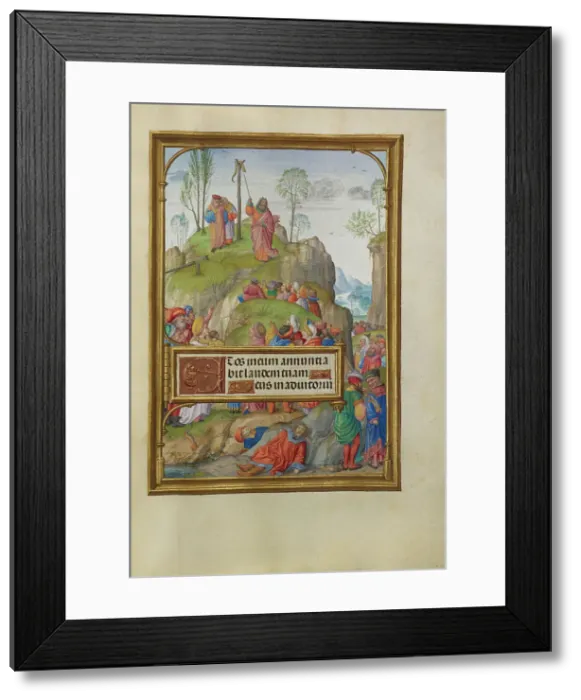 Framed Print : Moses and the Brazen Serpent; Spinola Hours, about 1510-1520. Creator: Master of James IV of Scotland Framed Print : Moses and the Brazen Serpent; Spinola Hours, about 1510-1520. Creator: Master of James IV of Scotland