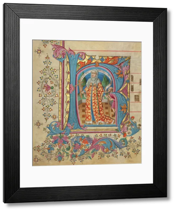 Framed Print : Historiated Initial from a Gradual, about 1430-1440. Creator: Master of the Cypresses