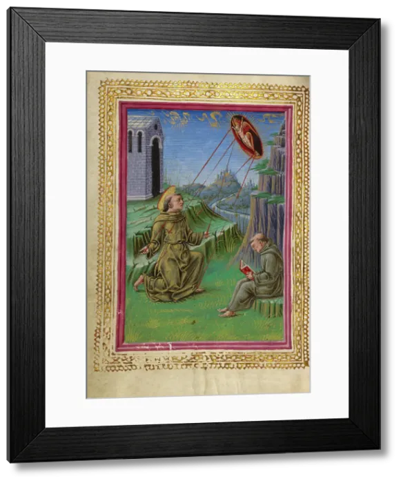 Framed Print : The Stigmatization of Saint Francis; Gualenghi-d'Este Hours, about 1469. Creator: Taddeo Crivelli Framed Print : The Stigmatization of Saint Francis; Gualenghi-d'Este Hours, about 1469. Creator: Taddeo Crivelli