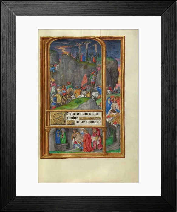Framed Print : The Crucifixion; Spinola Hours, about 1510-1520. Creator: Master of James IV of Scotland Framed Print : The Crucifixion; Spinola Hours, about 1510-1520. Creator: Master of James IV of Scotland