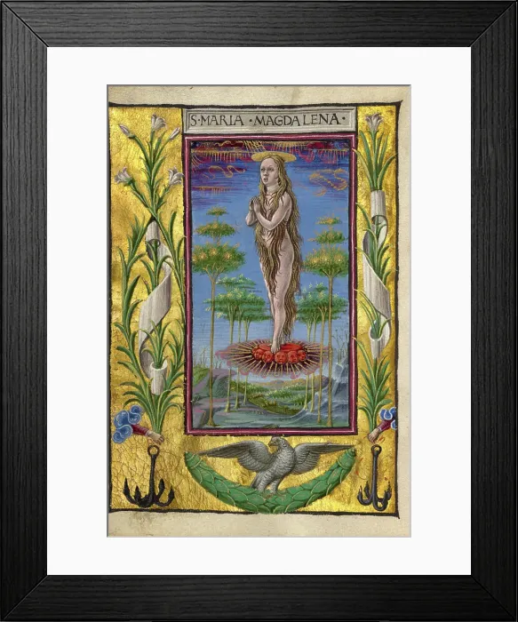 Framed Print : Mary Magdalene Borne Aloft; Gualenghi-d'Este Hours, about 1469. Creator: Taddeo Crivelli Framed Print : Mary Magdalene Borne Aloft; Gualenghi-d'Este Hours, about 1469. Creator: Taddeo Crivelli