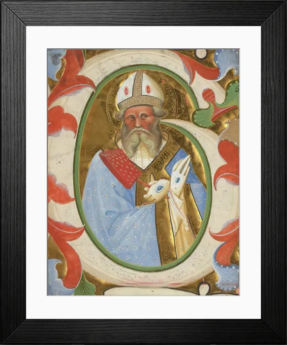 Framed Print : Initial G: Saint Blaise, about 1450-1460. Cutting from a gradual. Creator: Master of the Murano Gradual Framed Print : Initial G: Saint Blaise, about 1450-1460. Cutting from a gradual. Creator: Master of the Murano Gradual