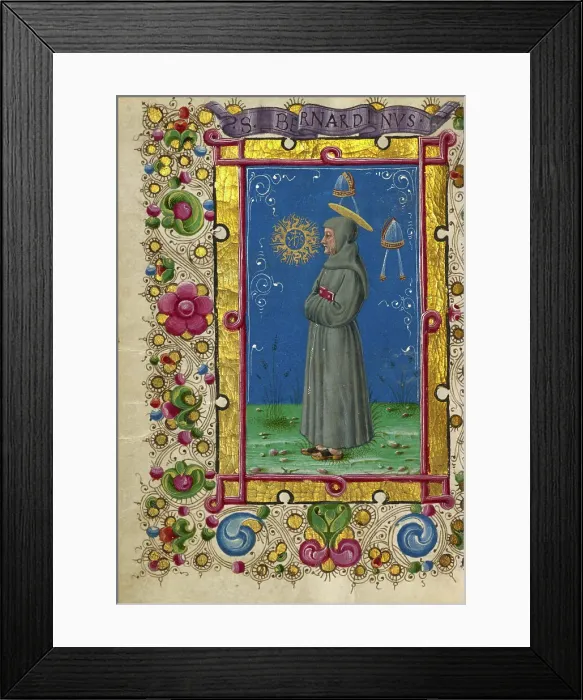 Framed Print : Saint Bernardino of Siena; Gualenghi-d'Este Hours, about 1469. Creator: Taddeo Crivelli Framed Print : Saint Bernardino of Siena; Gualenghi-d'Este Hours, about 1469. Creator: Taddeo Crivelli